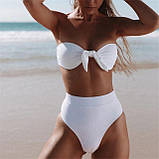 Роздільний жіночий купальник із високою талією – роздільний комплект для відпочинку на морі, зручний і стильний фасон, фото 4