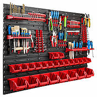 Супер Перфорована панель для інструментів Kistenberg 117×78 см 24 контейнери червона модульна система зберігання
