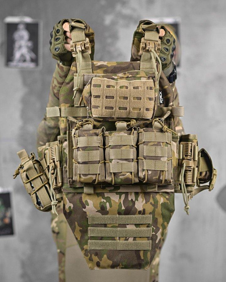 Плитоноска 4 швидких скидання з напашником Cordura мультикам ДЛ63963