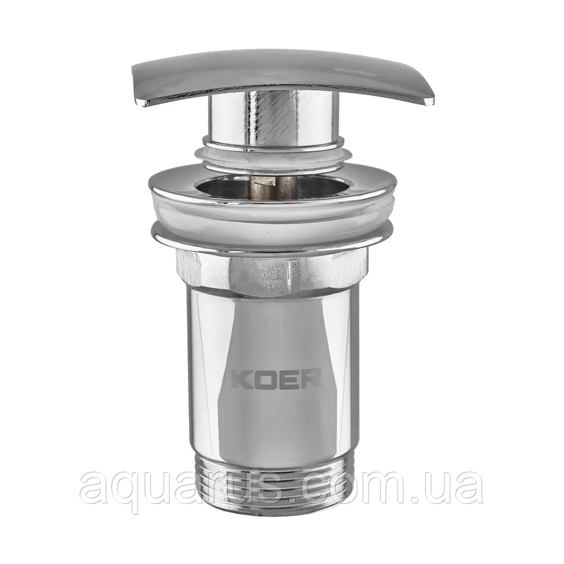 Донний клапан для умивальника з переливом KOER PW-04-01 1 1/4" (кнопка) (Колір хром) (KR3398)