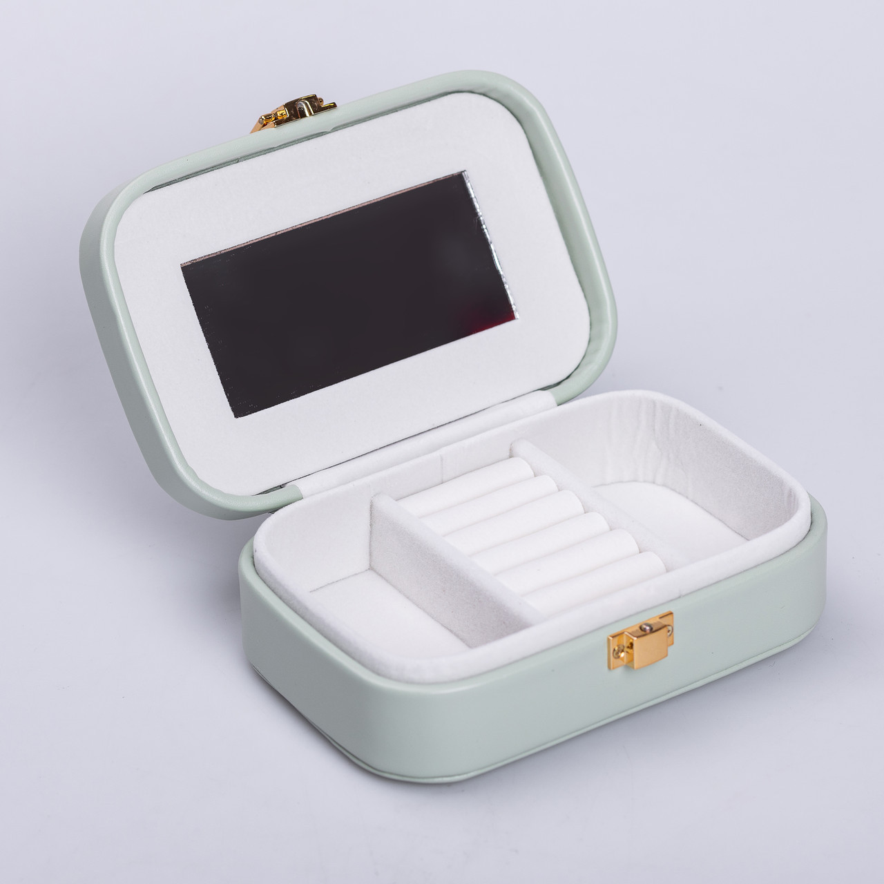 Скринька для прикрас з еко шкіри 15×10×5 см із дзеркалом органайзер для ювелірних виробів, фото 1