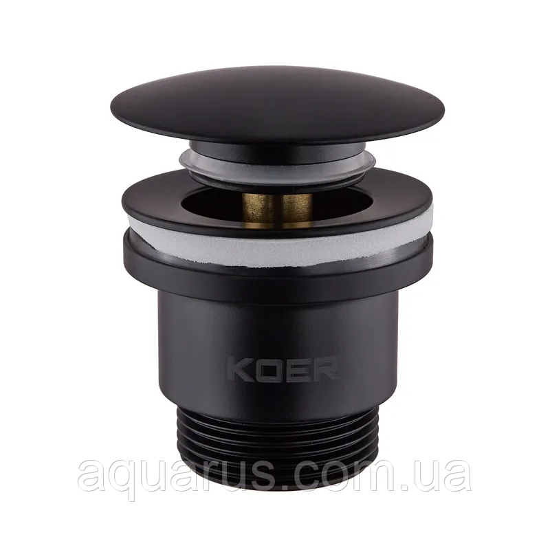 Донний клапан для умивальника Koer PW-01-05 1 1/4'' (кнопка) (Чорний) (KR3403)
