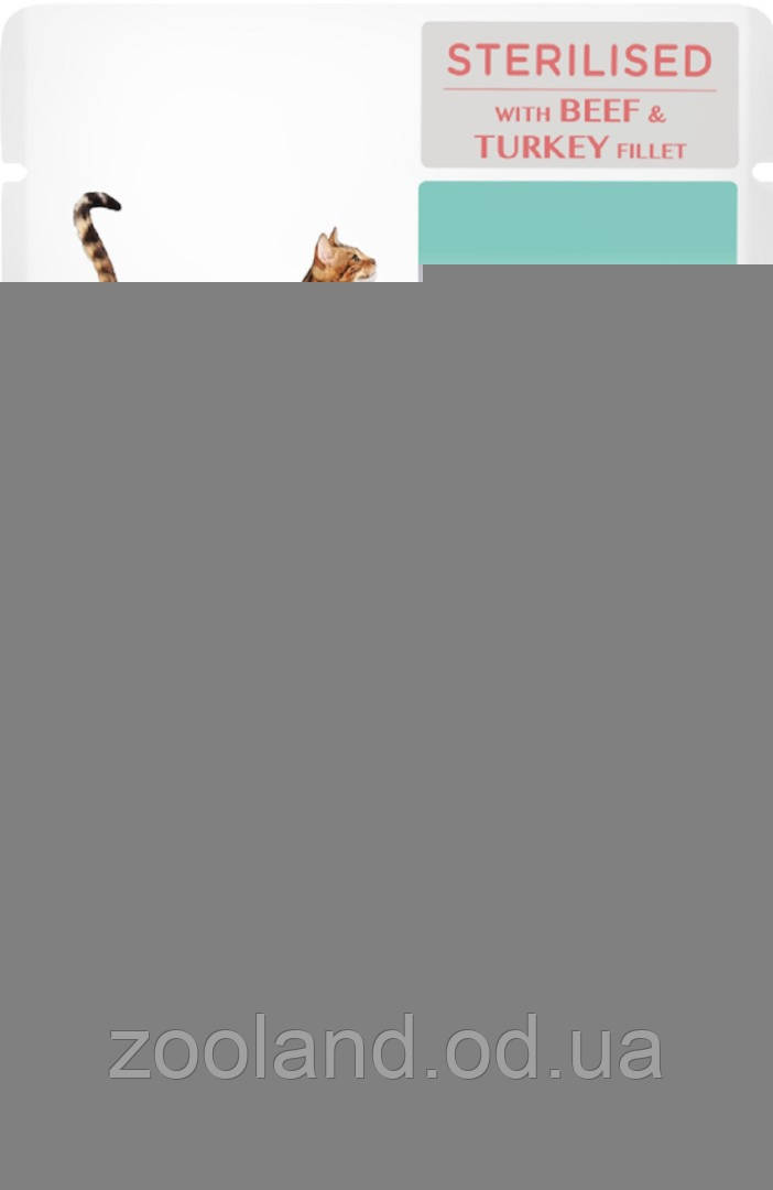 Optimeal Adult Cat Sterilised з яловичиною й індичим філе в желе, 12 шт.