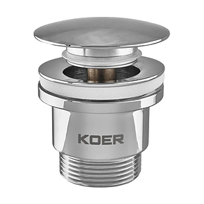 Донний клапан для умивальника Koer PW-01-01 1 1/4'' (кнопка) (Колір хром) (KR3400), фото 1