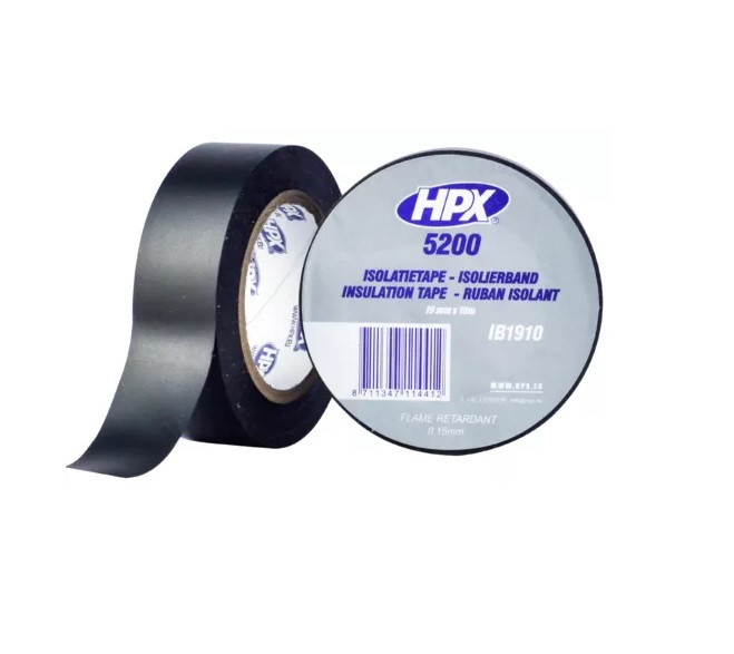 Стрічка HPX 5200 0.15мм/19мм/10м, для електричних робіт та ізоляції проводів, чорна