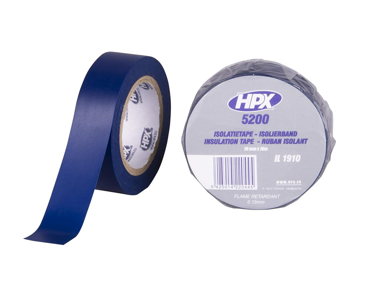 Стрічка HPX 5200 0.15мм/19мм/10м, для електричних робіт та ізоляції проводів, синя