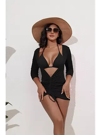 Накидка на купальник(БЕЗ КУПАЛЬНИКА) Fuba 089 Арника  черный (В НАЛИЧИИ 44 46 48 50 52 УКР р-ры), фото 1