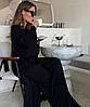 Жіночий зручний чорний костюм-трійка з щільної віскози: лонгслів, штани і кардиган в підлогу, фото 5