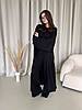 Жіночий зручний чорний костюм-трійка з щільної віскози: лонгслів, штани і кардиган в підлогу, фото 6