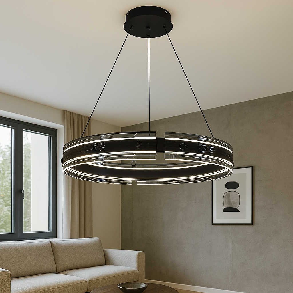 Дизайнерська підвісна Led люстра Futura чорний корпус (6485), фото 1