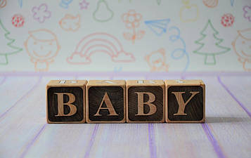 Дерев'яні кубики з написом Baby для декору 45*45*45 мм KolodaToys 9029 Код/Артикул 185 405