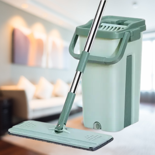 Швабра з відром 9 л Scratch Cleaning Mop зі складаною ручкою та системою віджимання насадки мікрофібри