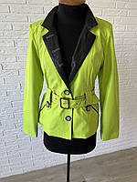 Салатовий класичний двобортний піджак жіночий casual під пояс 38 (є розміри 38-46)