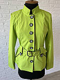 Салатовий класичний двобортний піджак жіночий casual під пояс 38 (є розміри 38-46), фото 2