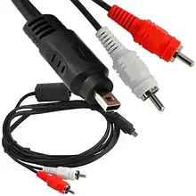 Шнур комп'ютерний TCOM, 2 штекери RCA — штекер miniUSB 8pin, плоский, з фільтром, 1.5 м