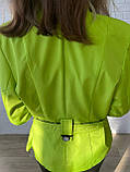 Салатовий класичний двобортний піджак жіночий casual під пояс 38 (є розміри 38-46), фото 5