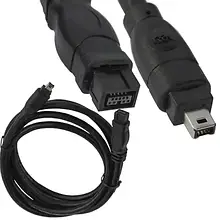 Шнур Firewire IEEE 1394B TCOM, штекер 4р — штекер 9р, Ø 4 мм, 1.5 м, чорний