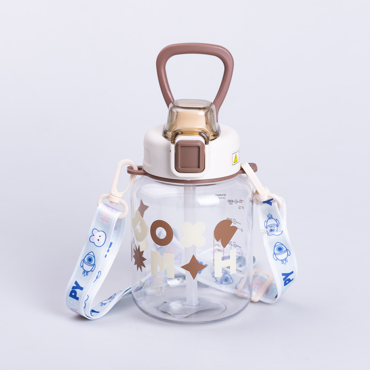 Пляшка для води дитяча 650 мл на ремінці пляшечка з трубочкою для дитини для спорту і школи Water bottle, фото 1