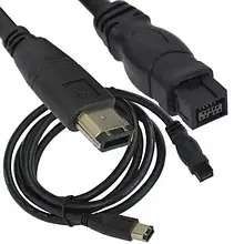 Шнур Firewire IEEE 1394B TCOM, штекер 6р — штекер 9р, Ø 4 мм, 1.5 м, чорний