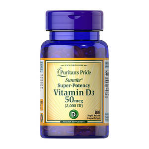 Вітамін Д3 Puritan's Pride Vitamin D3 50 mcg (2000 IU) 100 softgels