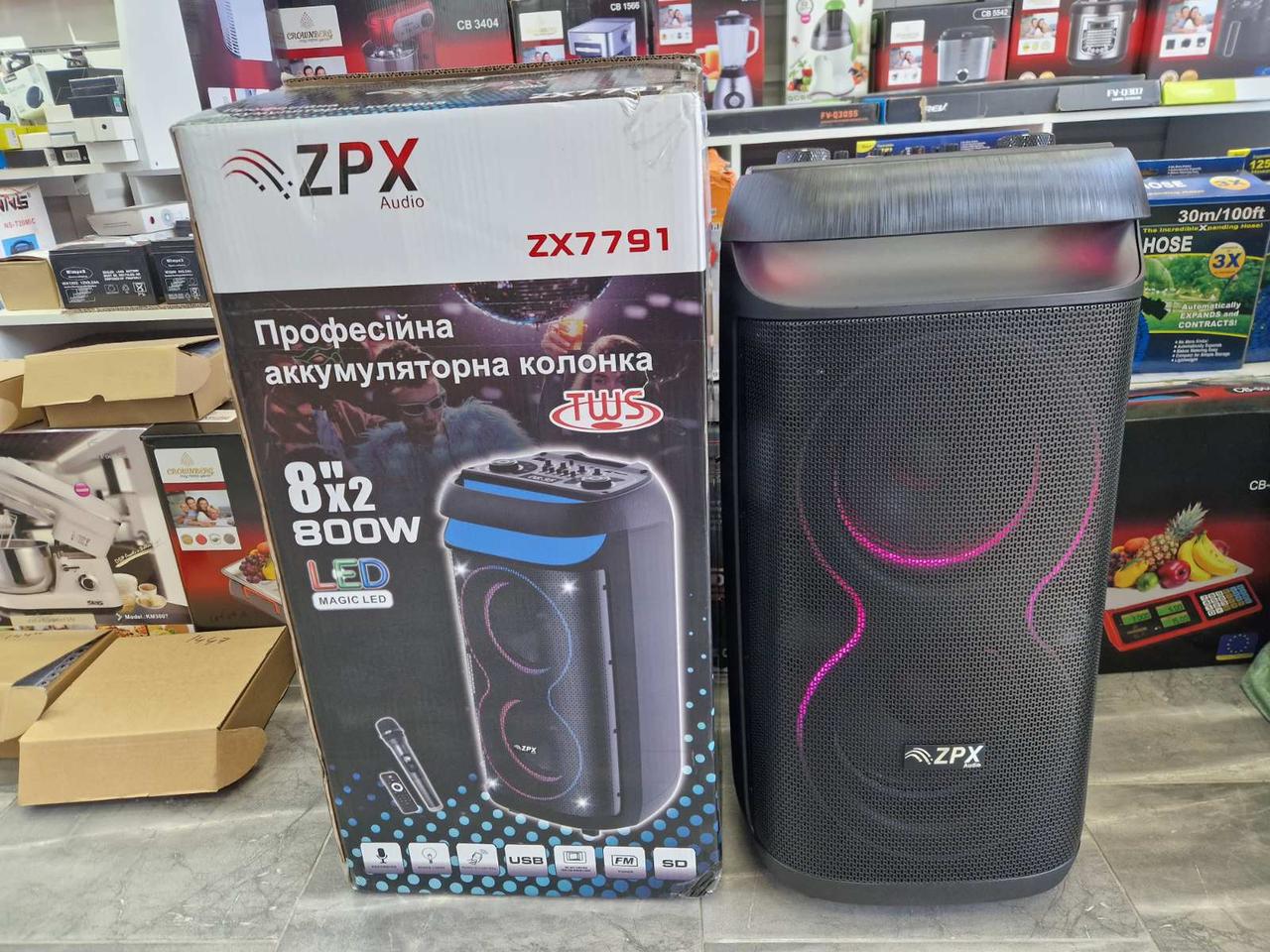 Професійна автономна акустична система ZPX (BT+1MIC+USB+SD+FM)