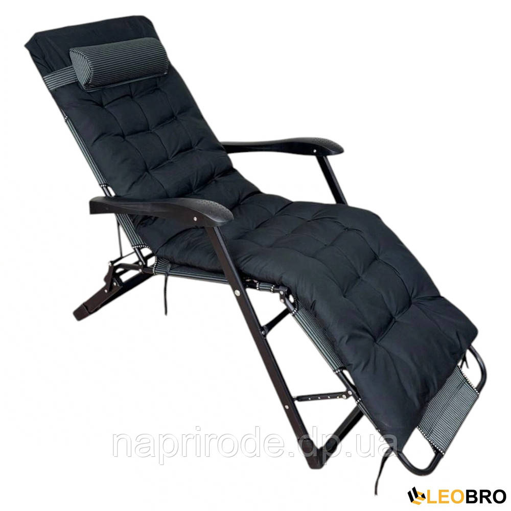 Крісло-ліжко трансформер LEOBRO у смужку (HT-148G1+ STRIPED) для відпочинку дачі пляжу кемпінгу, фото 1