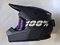 Кроссовый мото шлем Fox Black darck Pit Bike+очки 100% в комплекте