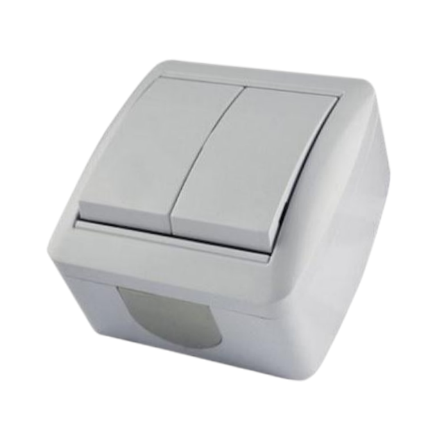 Вимикач Quantum накладний (2 клівіші) білий