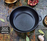 Глибока жаровня сковорода-смаження діаметром 24 см майстерня чавунна сковорода сотейник з литою ручкою для м'яса відкритого вогню