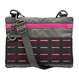 Чоловіча тактична сумка мала, через плече чорна з патч панеллю з вставкою, фото 2