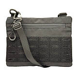Чоловіча сумка через плече мала, тактична, чорна, з патч панеллю, матеріал Оксфорд, фото 3