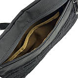 Чоловіча сумка через плече мала, тактична, чорна, з патч панеллю, матеріал Оксфорд, фото 4