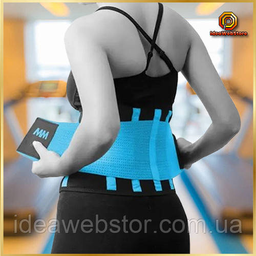 Пояс компресійний для і підтримки спини неопреновий MadMax MFA-277 Slimming belt Black/turquoise розмір L