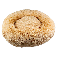 Лежак для тварин Пончик "Пухнастики" 60*60см, колір бежевий