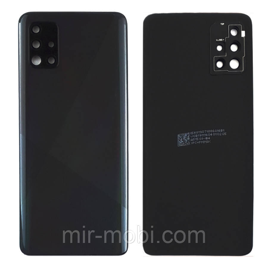 Задня кришка Samsung Galaxy A51 2019 A515F (чорна оригінал Китай зі склом камери)