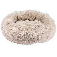 Лежак для тварин Пончик "Пухнастики" 55*55см, колір капучино