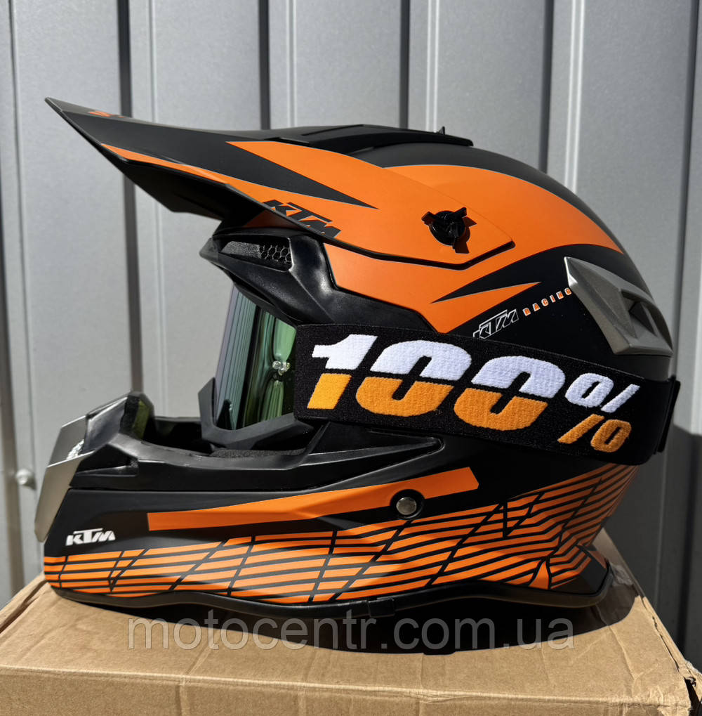 Мотошолом (мотошлем) кросовий ендуро KTM MATT + Окуляри в ПОДАРУНОК