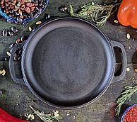 Чавунна якісна універсальна жаровня сковорода 26 см для будинку круглі сковороди жаровні без кришки висота 2,5 з ручкою із чавуну