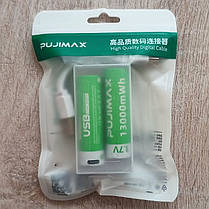 2 Акумулятори Pujimax 18650 з USB TYPE-C (3500 mAh, 3.7V Li-Ion) + кейс + кабель, фото 3