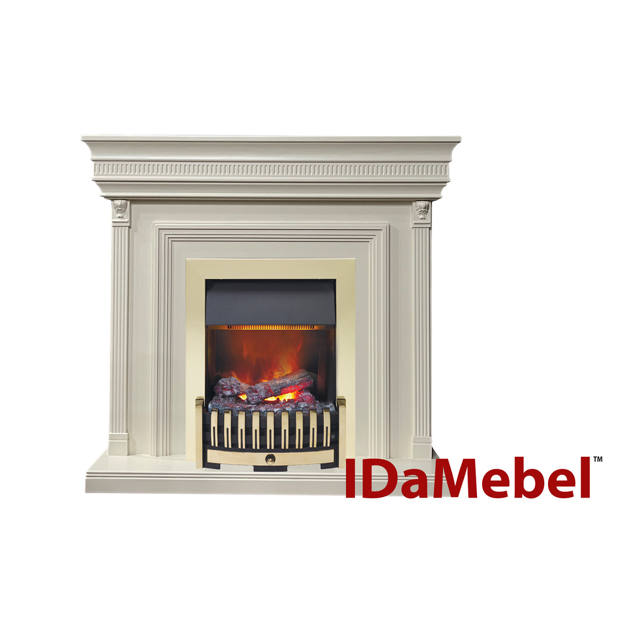 Камінокомплект IDaMebel Beethoven білий Danville Antic Brass