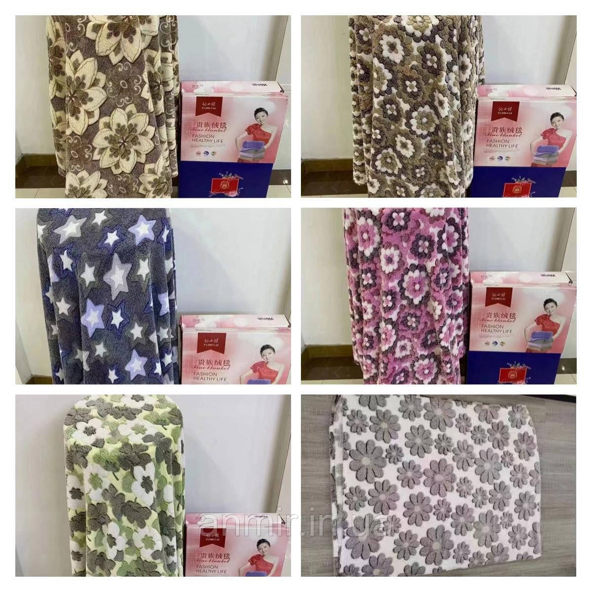 Плед-покривало ЦВІТИ/ЗВОЗДИ розмір 150х220, кольори та принт міксом