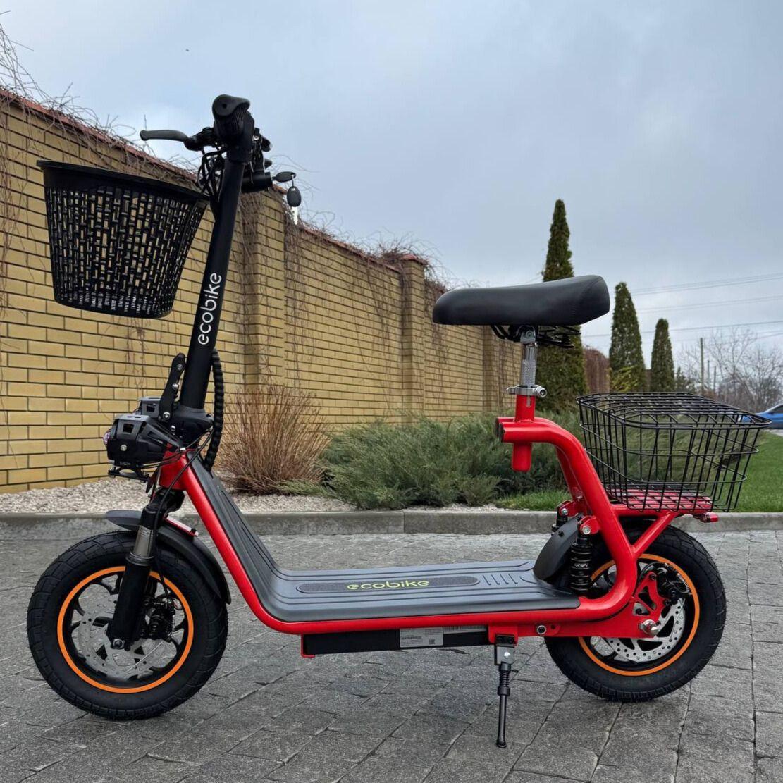 Електросамокат ECOBIKE Zen U12 Pro 15Ah 800W червоний з сидінням та корзинкою (2025), фото 1