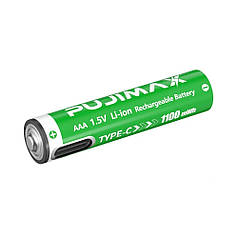 Акумулятор AAA з USB Type-C (1100mWh, 1.5V) мізинчиковий, Green