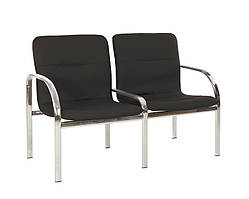 Стілець секційний Staff-2 chrome екошкіра V-25 темно-червона (Новий Стиль ТМ) екошкіра Eco-30 чорна