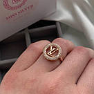 Срібна каблучка з фіанітами в позолоті LV "Софія", фото 2