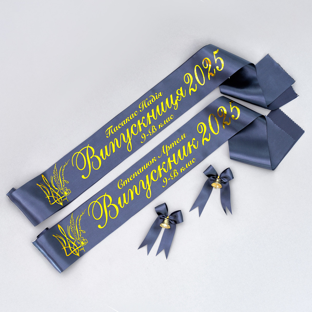 Графітова стрічка випускник  герб колосок золотом