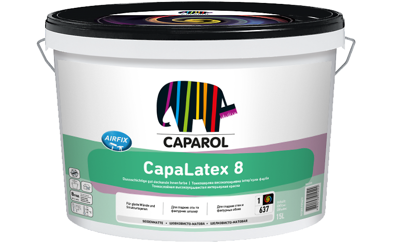 Фарба інтер’єрна латексна Caparol CapaLatex 8, 10 л, шовковисто-матова, База 1
