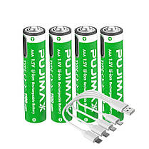 Акумулятор AAA Pujimax з USB Type-C 1100 mWh 1.5V Li-ion (Блістер 4 шт + кабель), фото 4