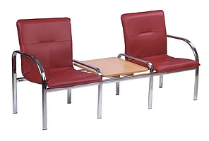 Стілець секційний Staff-2 Т chrome столик дсп бук екошкіра V-25 (Новий Стиль ТМ)