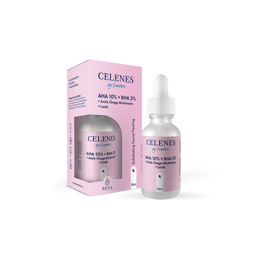 Celenes Пілінг-сироватка з кислотами AHA + BHA + LACTIC + ARCTIC CHAGA MUSHROOM, що покращує текстуру шкіри